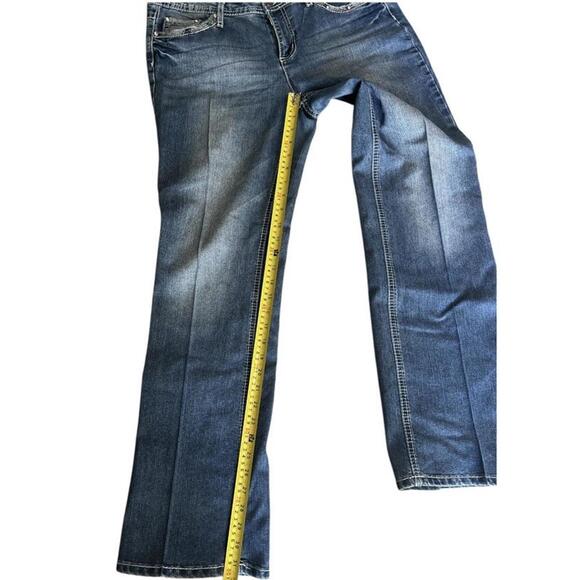 EARL Blue Stretch Denim Bootcut Jeans Embellished Pockets Women’s Size 12 - Picture 3 of 5